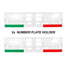 PAIR (2PCS) TAPORT ITALY Italian Flag White Gloss Car Registration License Number Plate Surround Holder Frame Surround