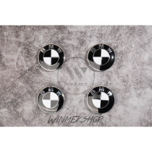 Set of 4 BMW Black and white alloy wheel centre caps 56mm