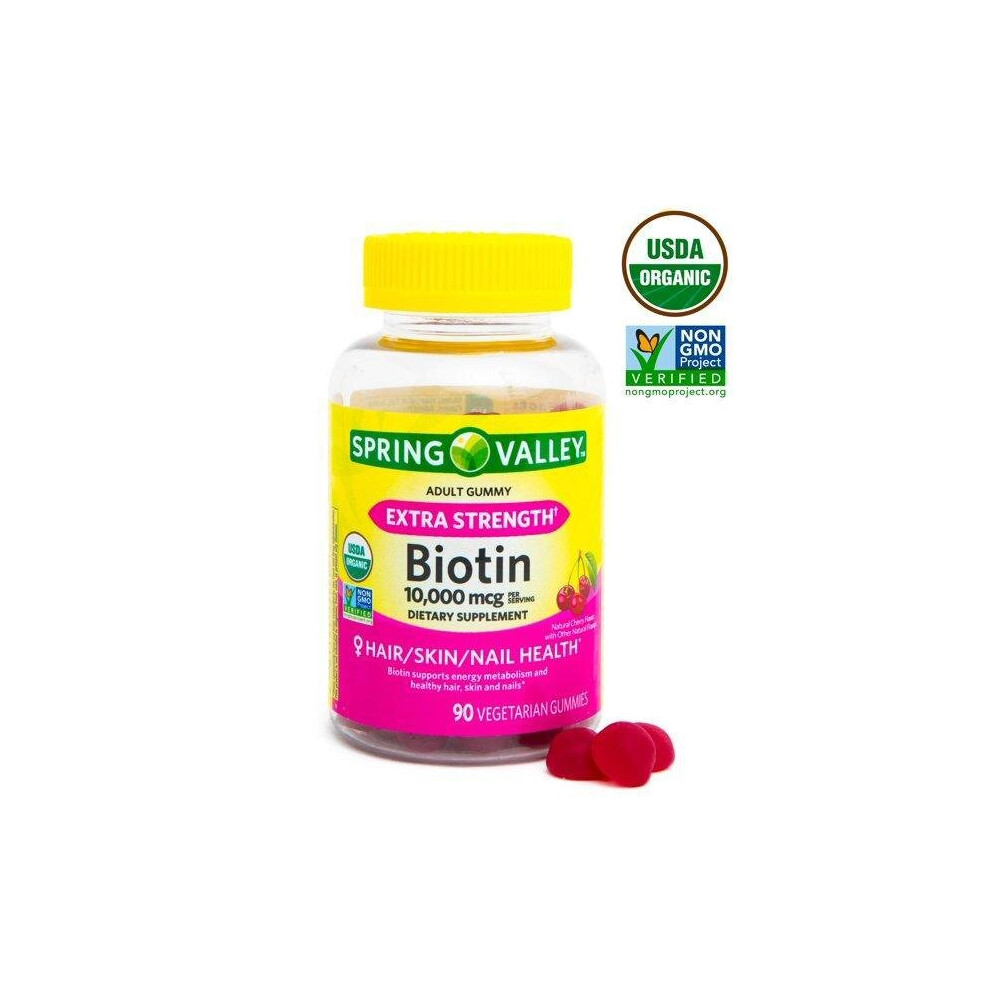 Spring Valley Biotin 10,000Mcg Vegetarian Gummies, 90Ct