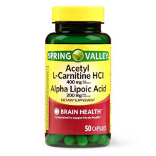 Spring Valley Acetyl L-Carnitine HCL and Alpha Lipoic Acid Capsules, 50 Count