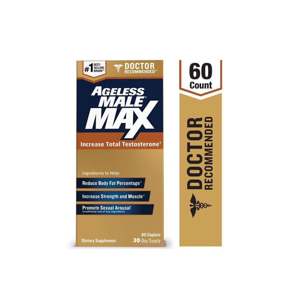 Ageless Male Max - Increase Total Testosterone Caplets, 60 Ct