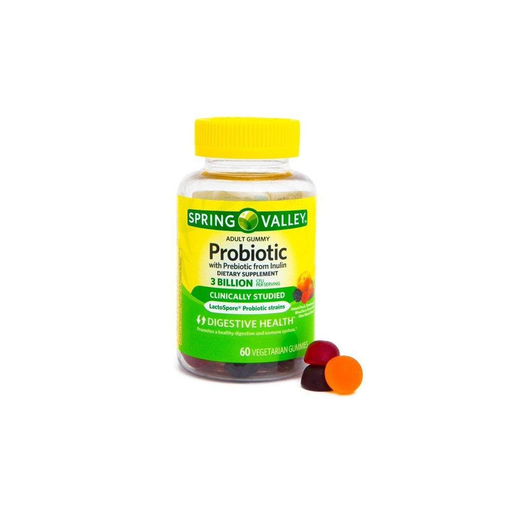 Spring Valley Adult Probiotic + Prebiotic Gummies, 3 Billion Cfus Per Serving, 60 Count