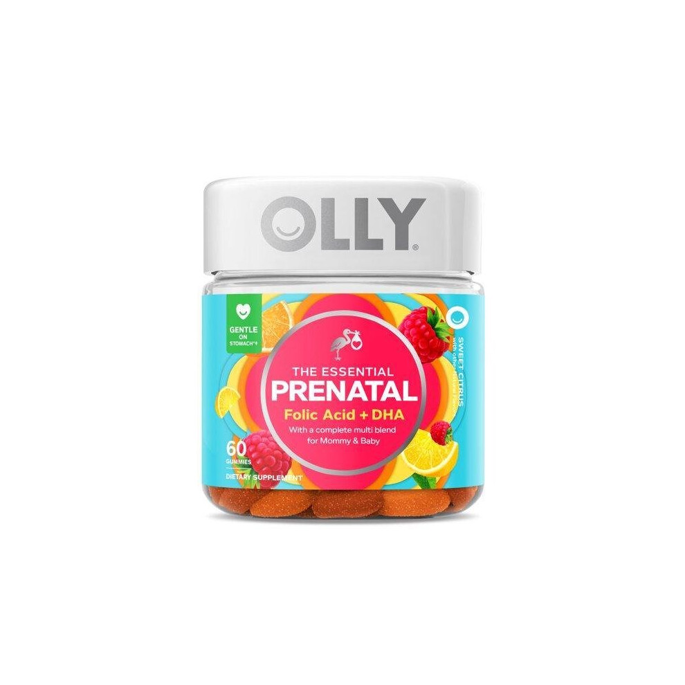 OLLY Prenatal Multivitamin Gummy, Folic Acid, Omega 3 DHA, 60 Ct