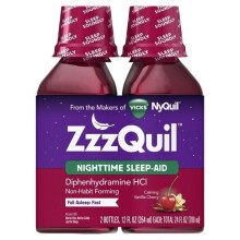 Vicks ZzzQuil Nighttime Sleep Aid Liquid, Vanilla Cherry, 12 oz, 2 ct