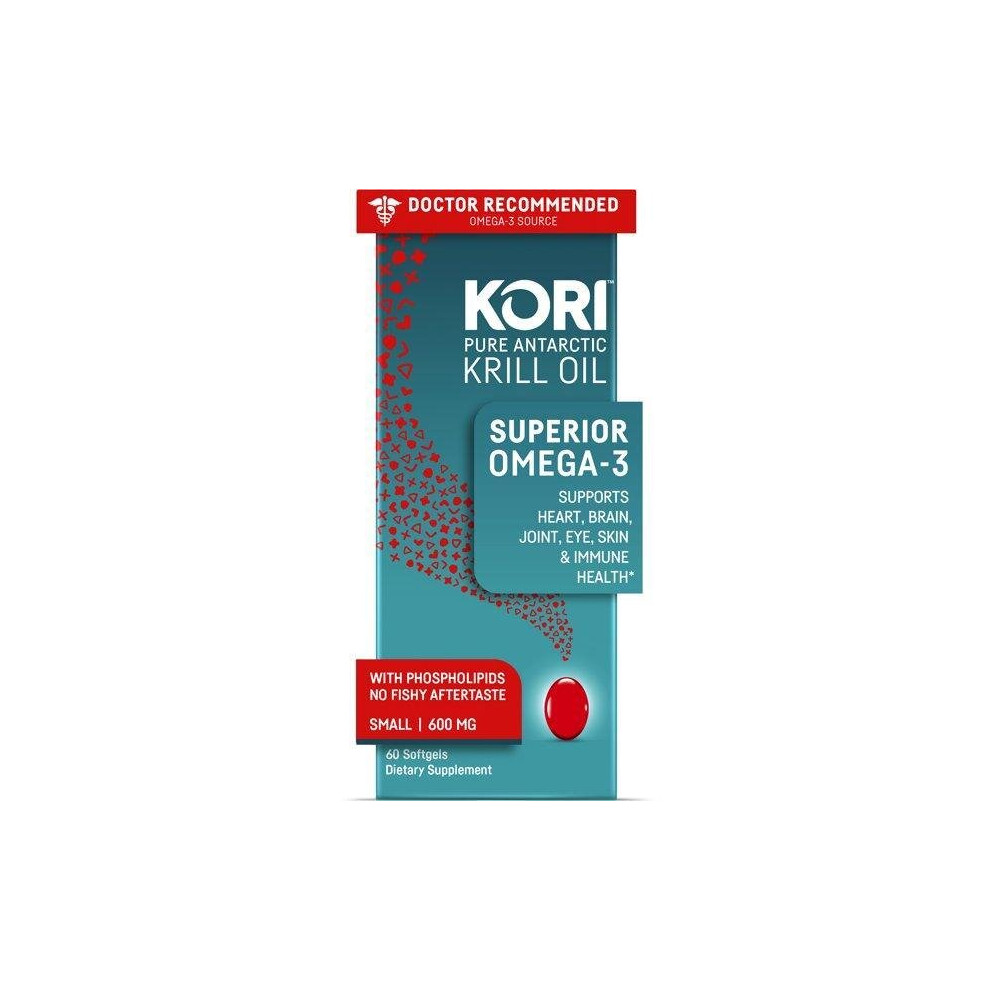 Kori Krill Oil Superior Omega-3 600mg 60ct, Small Softgels