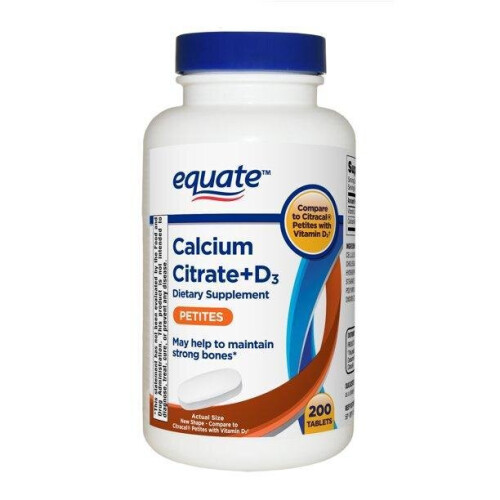 Equate Calcium Citrate+D3 Petites Tablets, 200 count