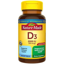 Nature Made Vitamin D3, 100 Softgels, Vitamin D 2000 IU (50 mcg)
