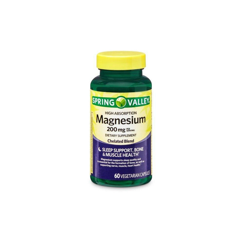 Spring Valley Magnesium Vegetarian Capsules, 200Mg, 60 Count