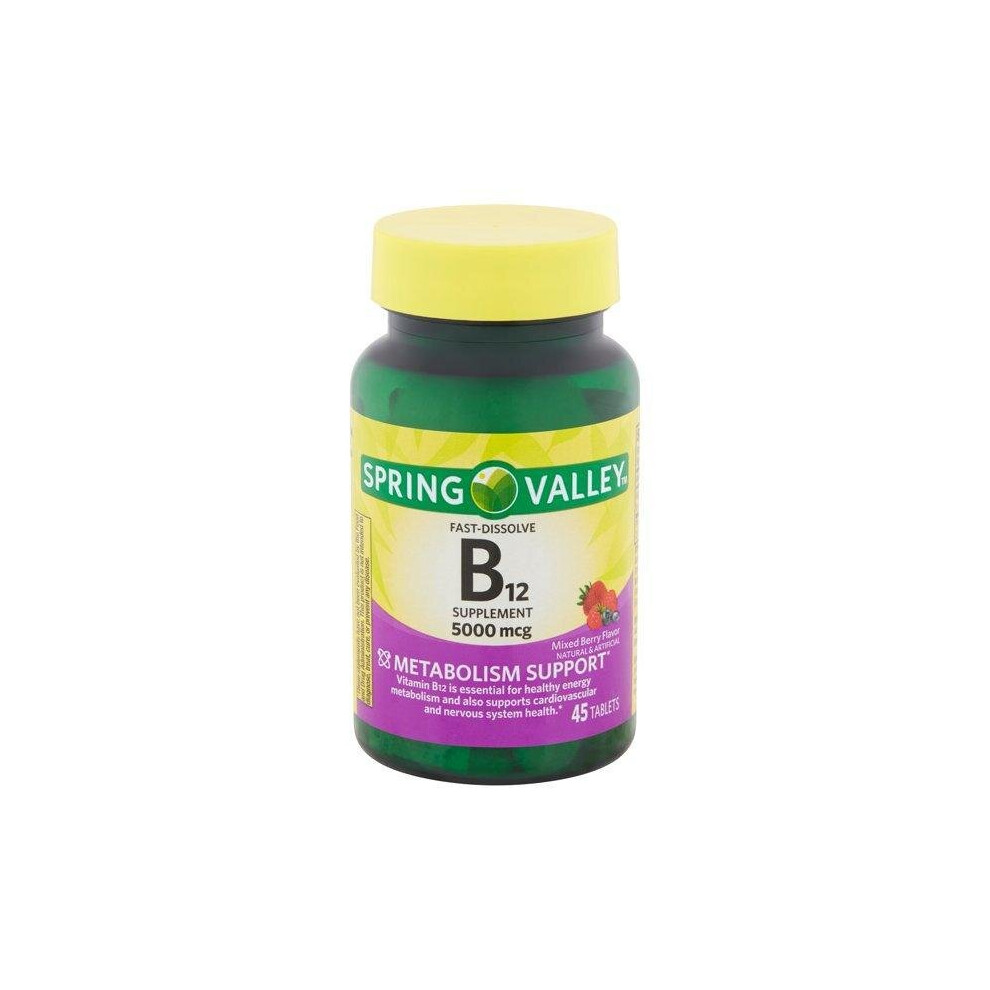 Spring Valley Vitamin B12 Fast Dissolve Tablets, 5000 Mcg, 45 Count