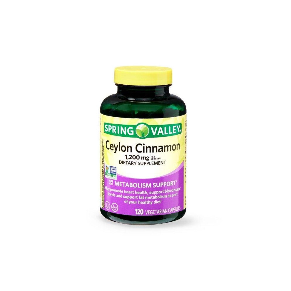 Spring Valley Ceylon Cinnamon Vegetarian Capsules, 1200 Mg, 120 Count