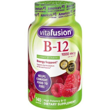 VitaFusion, B12, Naturalny Truskawkowy, 1 000 mcg, 140 Gummików (500 mcg na Gummik)