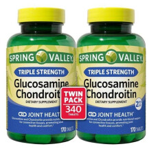 Spring Valley Triple Strength Glucosamine Chondroitin Tablets, 170 Tablets, Twin Pack, (340 Count Total)