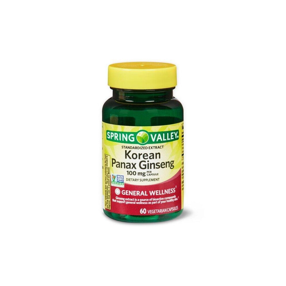 Spring Valley Korean Panax Ginseng, 100 Mg, 60 Vegetarian Capsules
