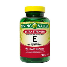 Spring Valley Water-Dispersible Vitamin E Supplement Softgels, 450 mg, 100 Count