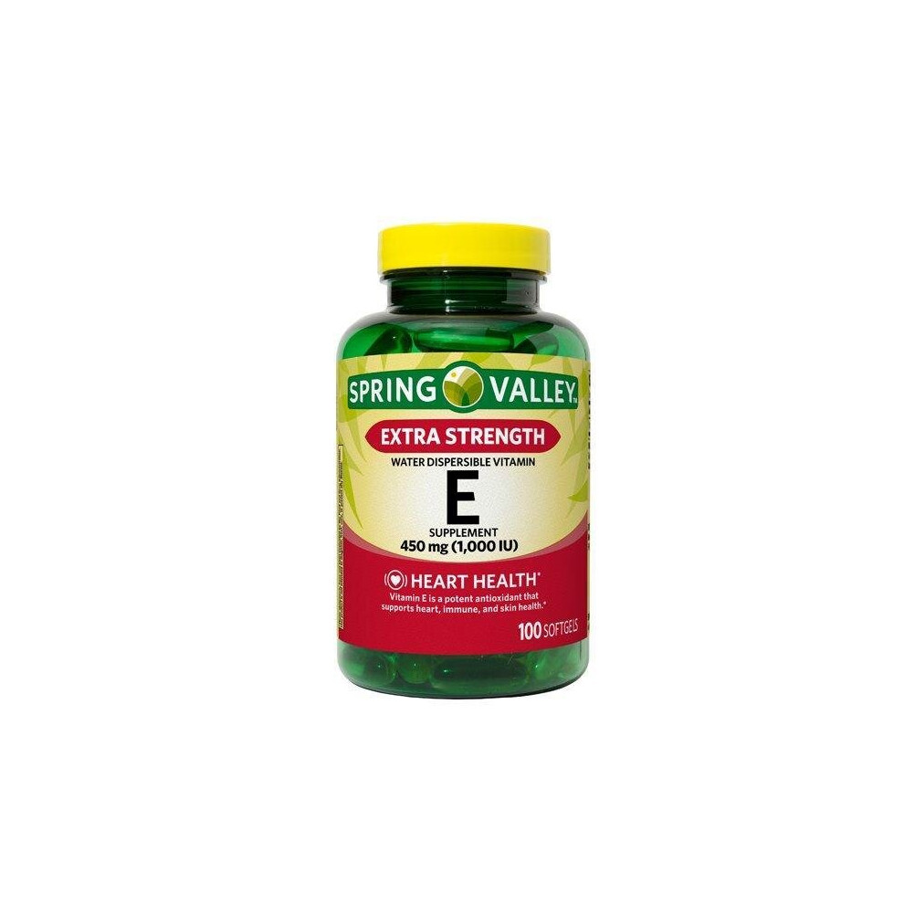 Spring Valley Water-Dispersible Vitamin E Supplement Softgels, 450 mg, 100 Count