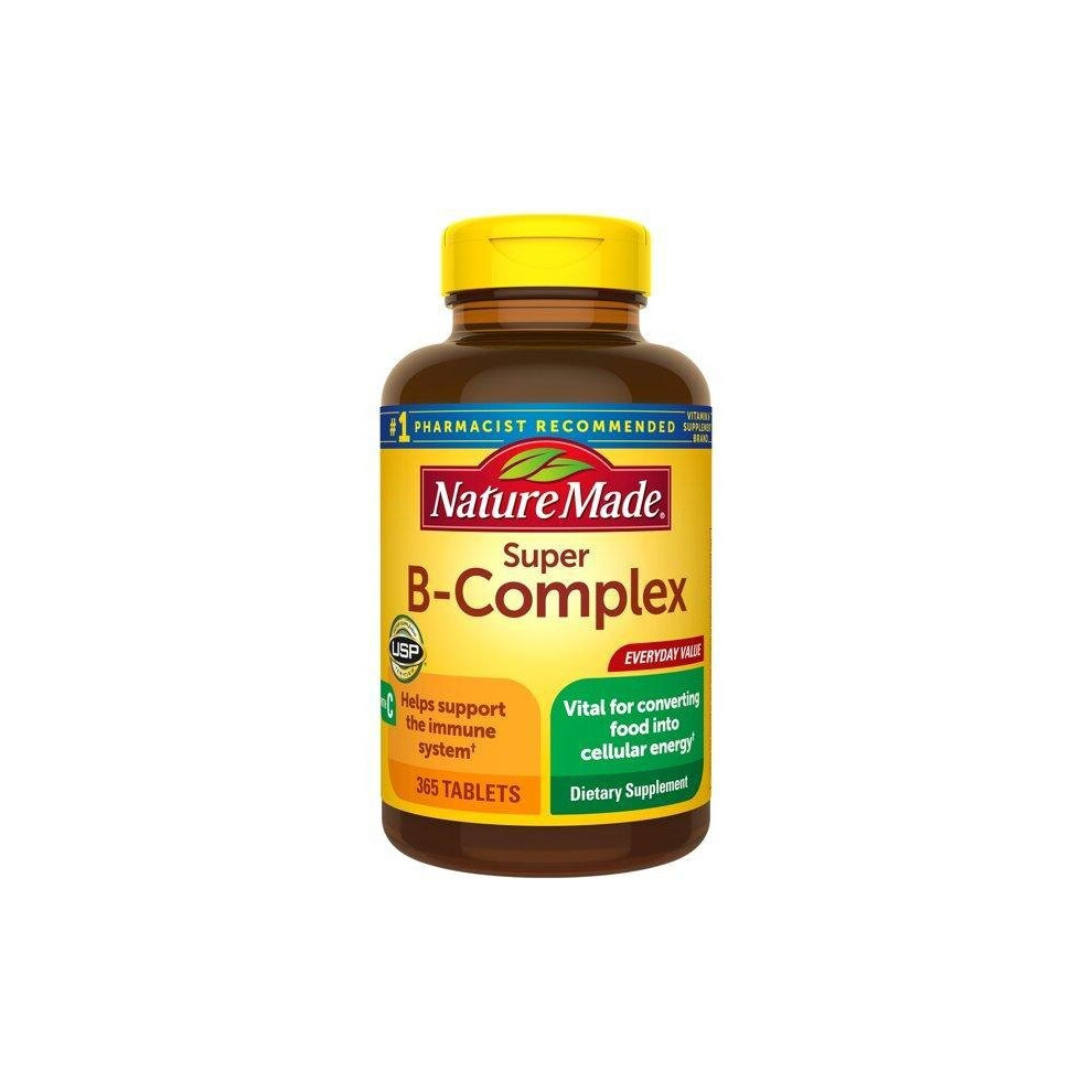 Nature Made Super B-Complex Tablets with Vitamin C and Folic Acid, 365 Count for Metabolic Health