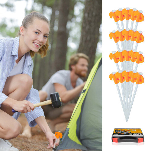 Milestone 20 Heavy Duty Tent Pegs / 20cm Length / Includes Plastic Storage Case 2