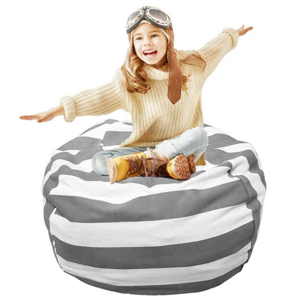 (Grey, 22" diameter) Toy Bag Large Toy Storage Cotton Bean Bag Organiser Bean Cover Soft Seat UK