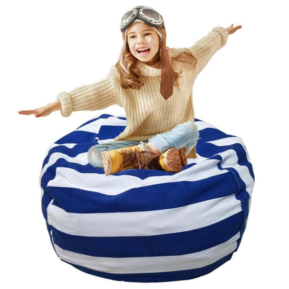 (Blue, 24" diameter) Toy Bag Large Toy Storage Cotton Bean Bag Organiser Bean Cover Soft Seat UK