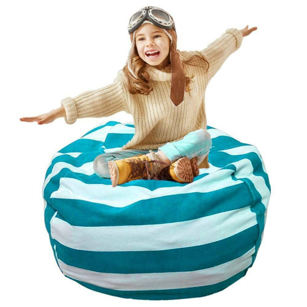 (Green, 18" diameter) Toy Bag Large Toy Storage Cotton Bean Bag Organiser Bean Cover Soft Seat UK