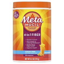 Metamucil Psyllium Sugar-Free Fiber Supplement Powder, Orange, 30 Tsp