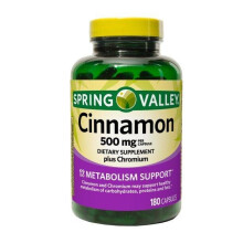 Spring Valley Cinnamon Plus Chromium Capsules, 500 mg, 180 Count