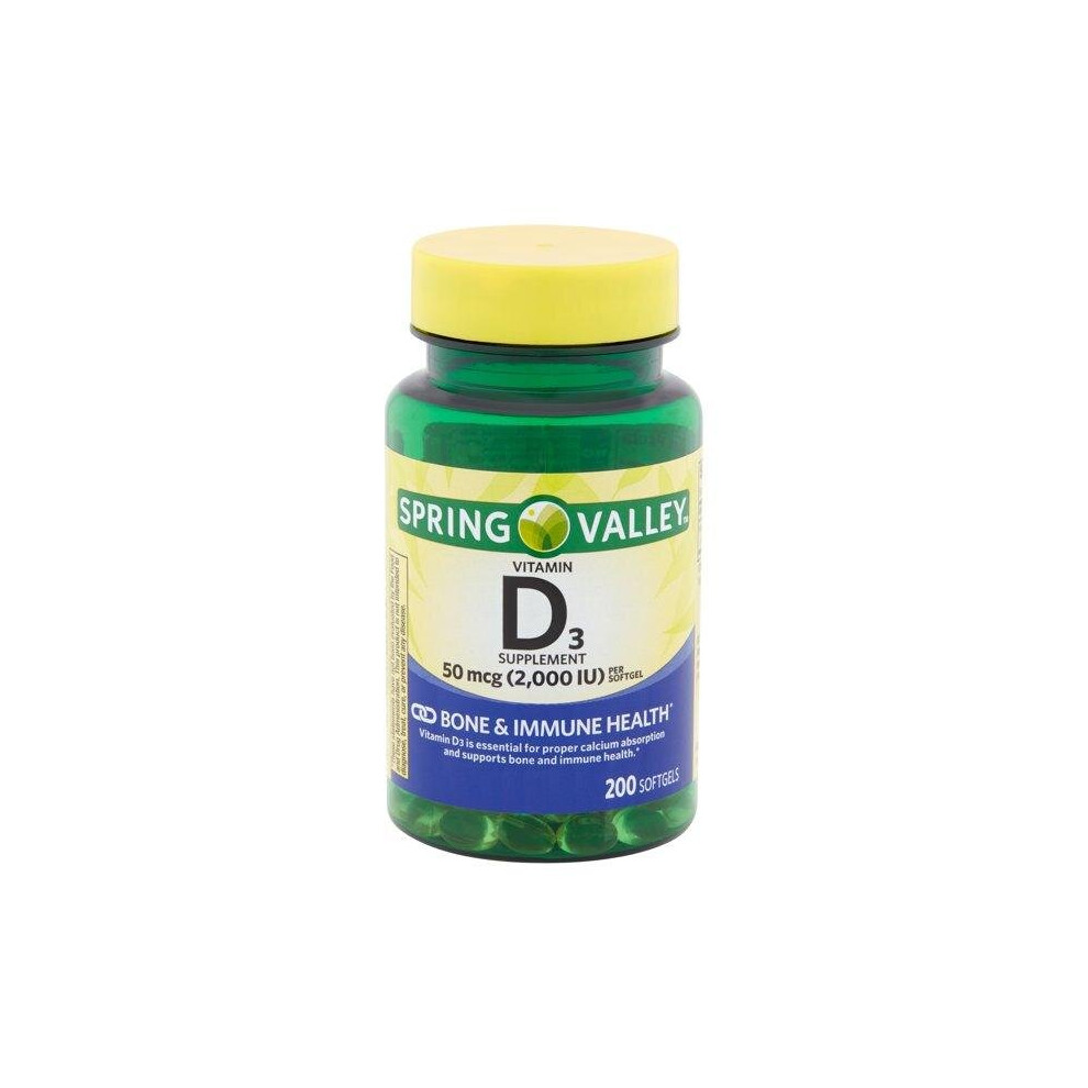 Spring Valley Vitamin D3 Softgels, 2000 Iu, 200 Count