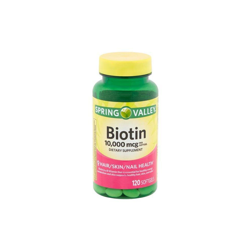 Spring Valley Biotin Softgels, 10,000 Mcg, 120 Count