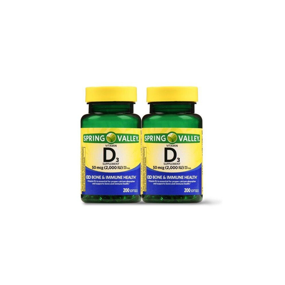 Spring Valley Vitamin D3 Softgels, 2000 Iu, 200 Count, 2 Pack