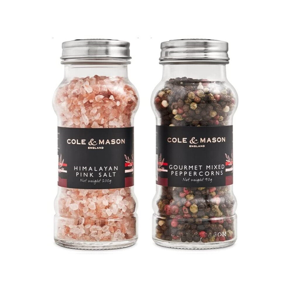 Cole & Mason Himalayan Pink Salt & Gourmet Mixed Peppercorns Refill Jars