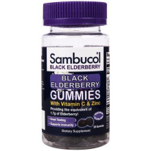 Sambucol, Svart Bär, Avancerad Immunitetsgummin + Vitamin C + Zink, 30 Gummies