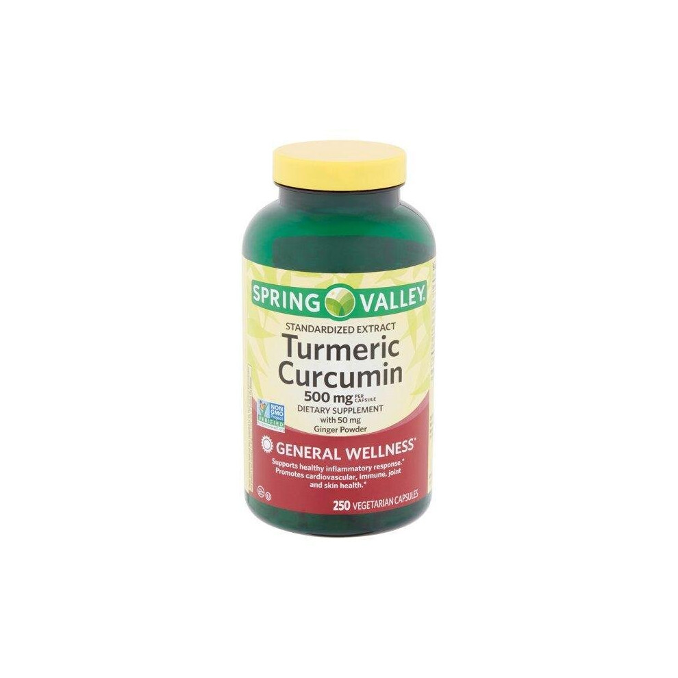 Spring Valley Standardized Extract Turmeric Curcumin Vegetarian Capsules, 500 Mg, 250 Count