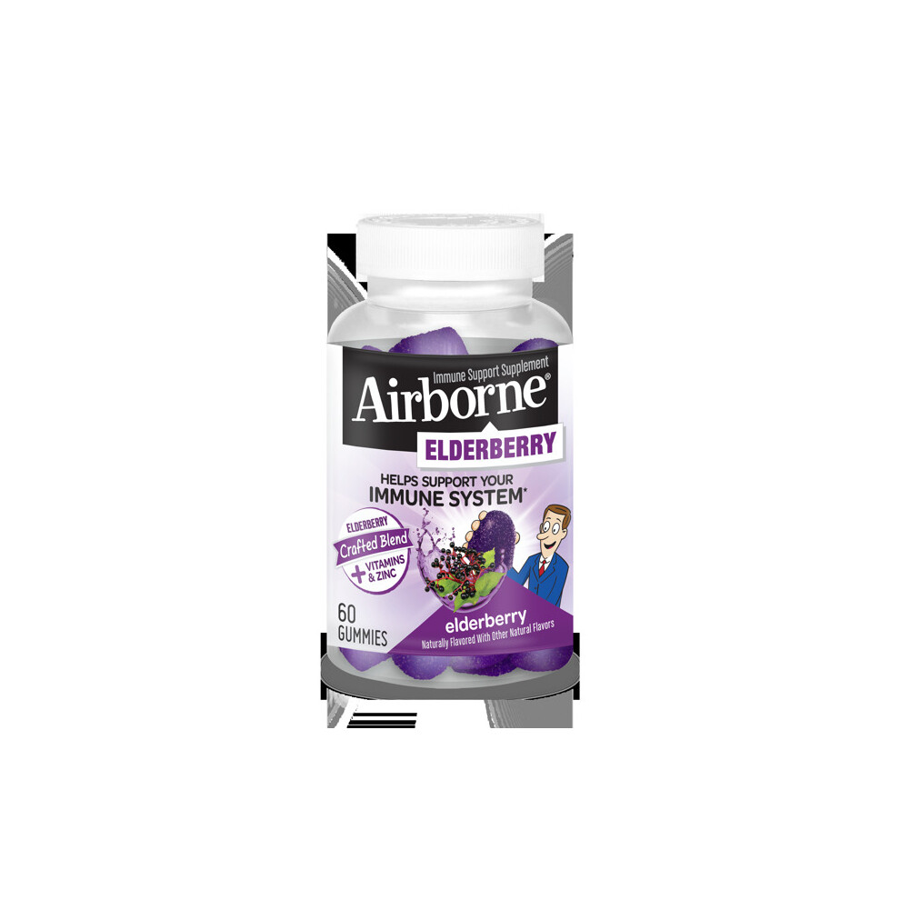 Airborne Elderberry + Vitamins & Zinc Crafted Blend Gummies, 60 Ct