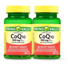 Spring Valley CoQ10 Rapid Release Softgels, 100 mg, 60 Count, 2 Pack