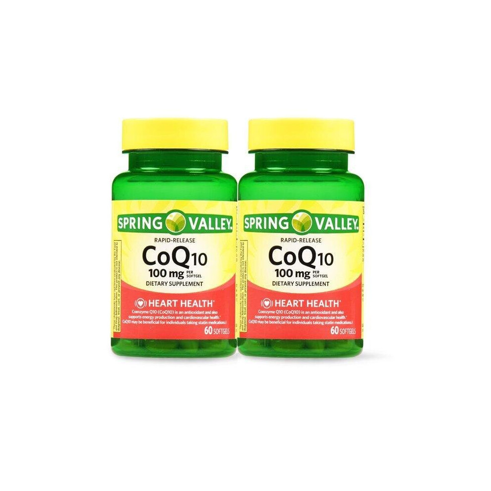 Spring Valley Coq10 Rapid Release Softgels, 100 Mg, 60 Count, 2 Pack