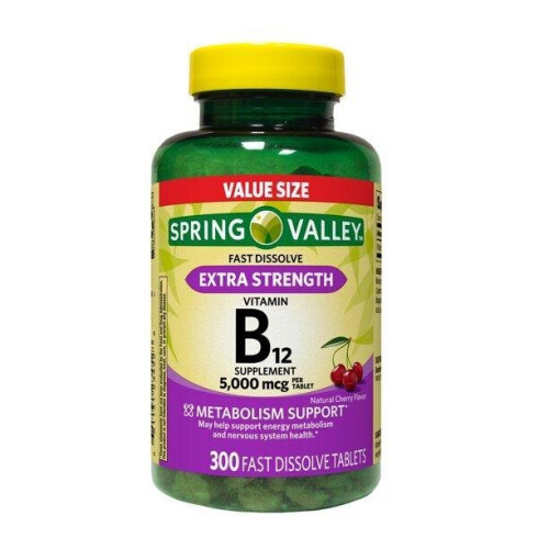 Spring Valley Extra Strength Vitamin B12 Tablets, 5000 mcg, 300 Ct