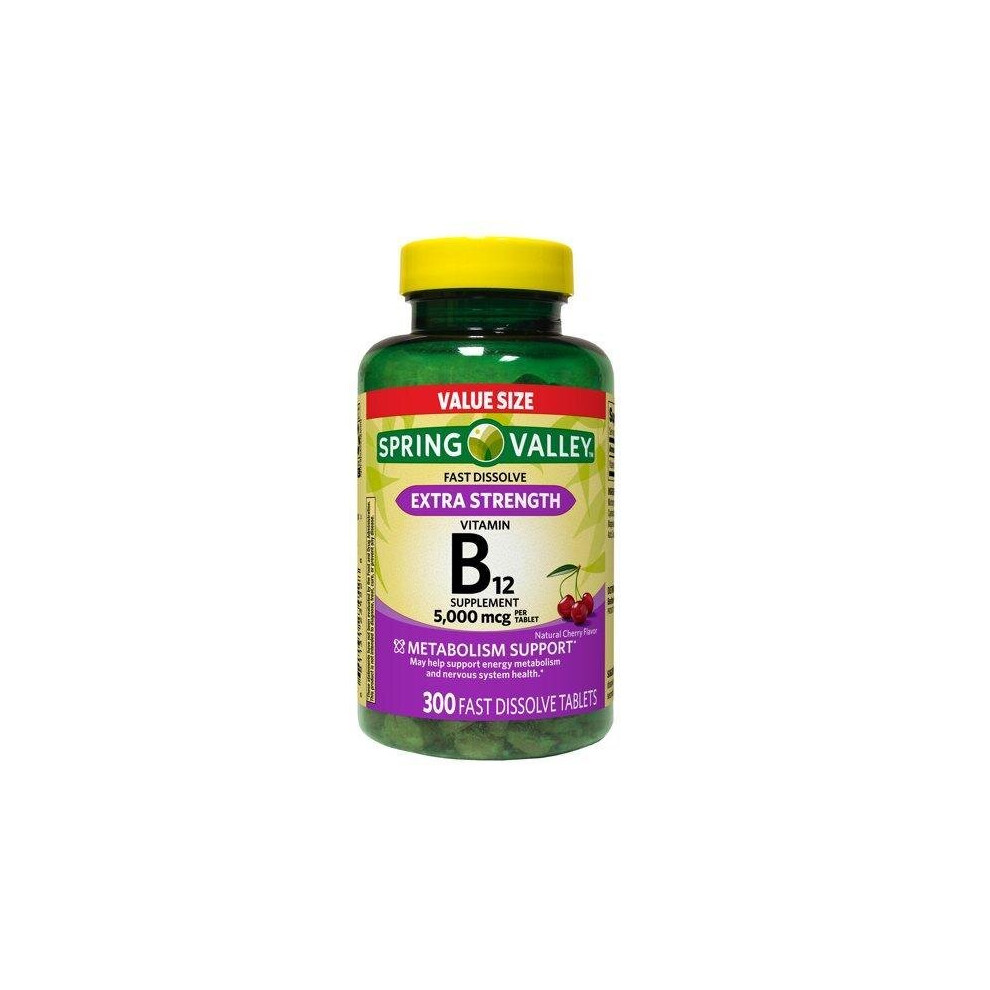 Spring Valley Extra Strength Vitamin B12 Tablets, 5000 Mcg, 300 Ct