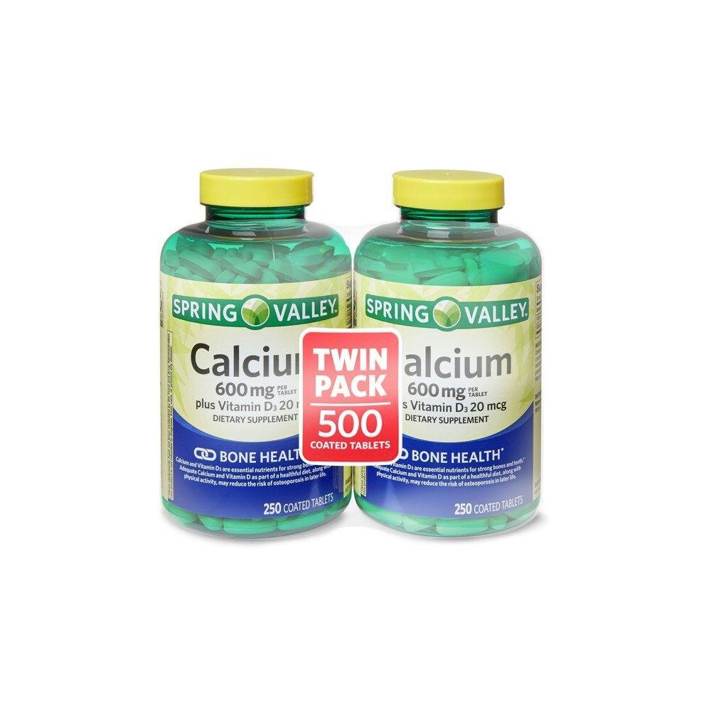 Spring Valley Calcium & D3 Coated Tablets, 250 Count, 2 Pack