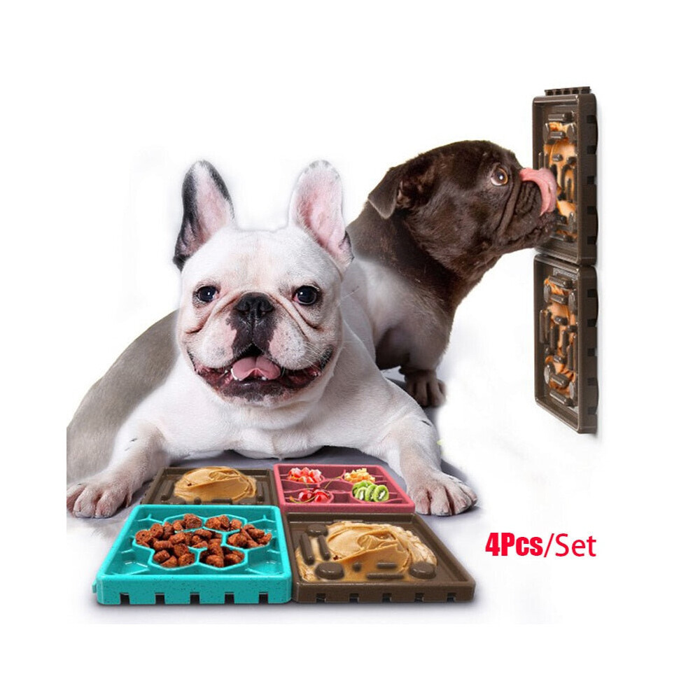 (Chocolate) Silicone Feeding Lick Mat Pet Food Bowls Slow Down Eating Feeder