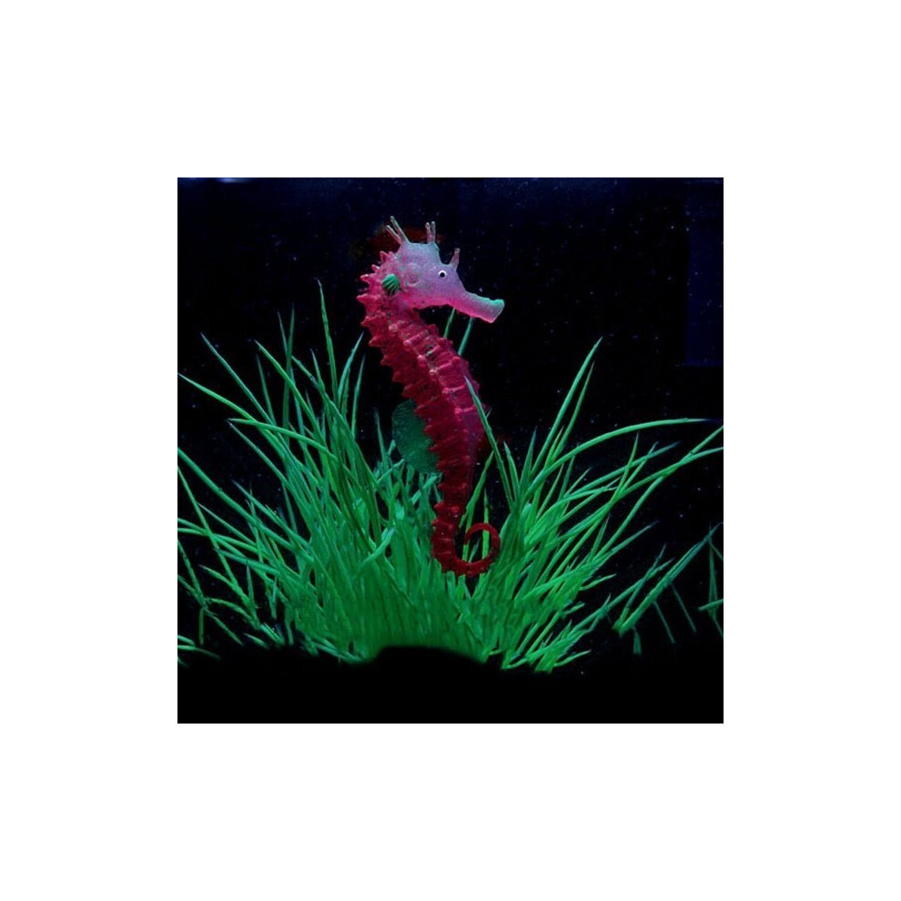 (Red) Luminous Artificial Simulated Hippocampus Environmentally Friendly Material Aquarium Fish Tank Decor