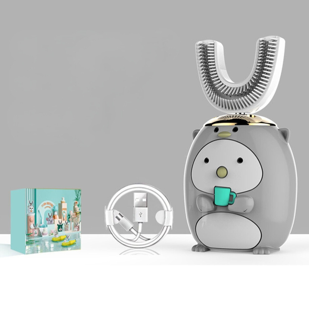Greenzech (Grey, 2-6 Years) Kids Silicone U-Shaped Electric Toothbrush Intelligent Charging
