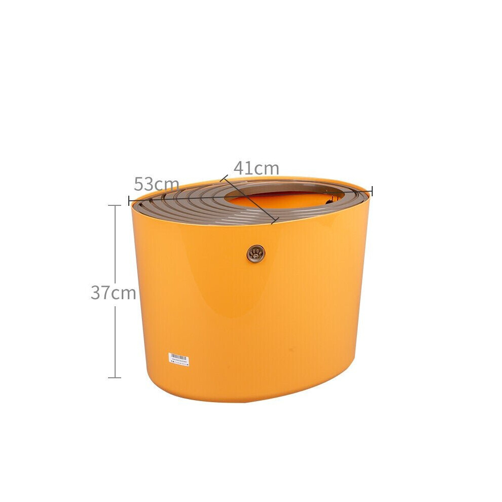 (Orange) Cat Bedpan Semi-Enclosed Cat Litter Bo* Cat Toilet