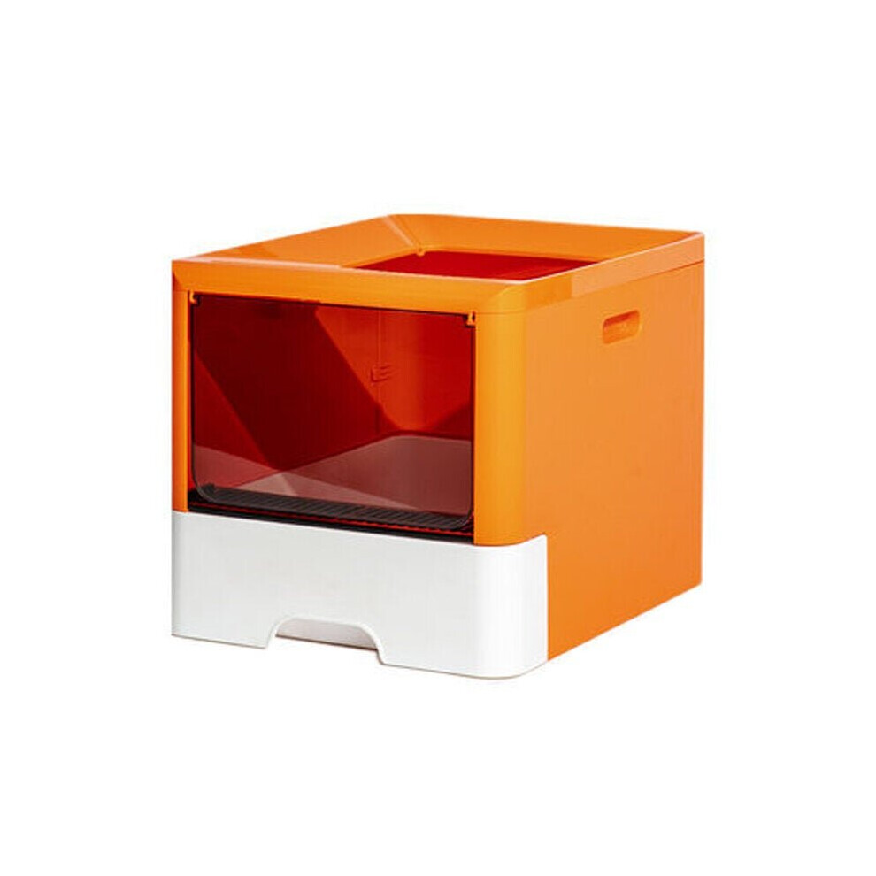 Photos - Cat Litter Box / Tray GreenZech  Cat Bedpan Enclosed Cat Litter Box Top Entry Litter Pan Potable Drawer (orange)
