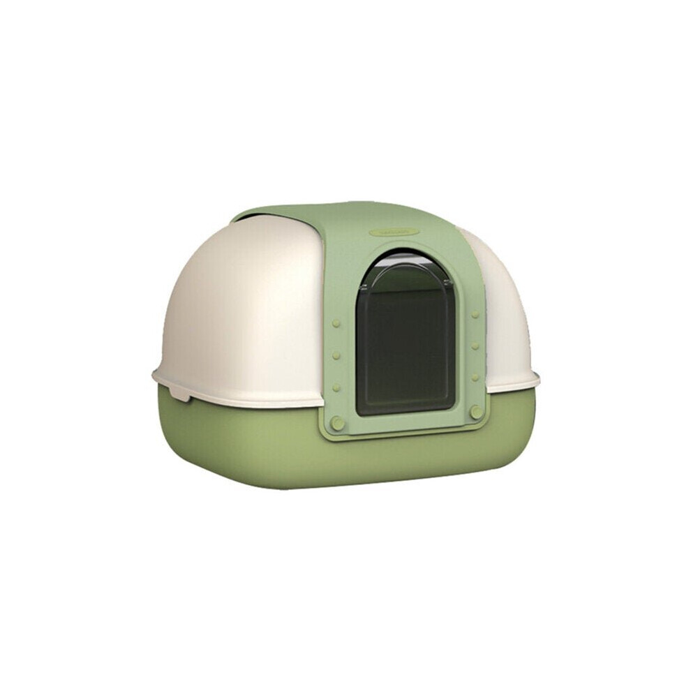 (Green) Cat Litter Box Double-Sided Flap Fully Enclosed Cat Bedpans