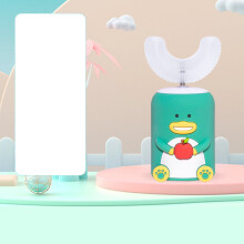 (Green, 8-16 years old) Kids Silicone U-shaped Electric Toothbrush Intelligent Charging Portable