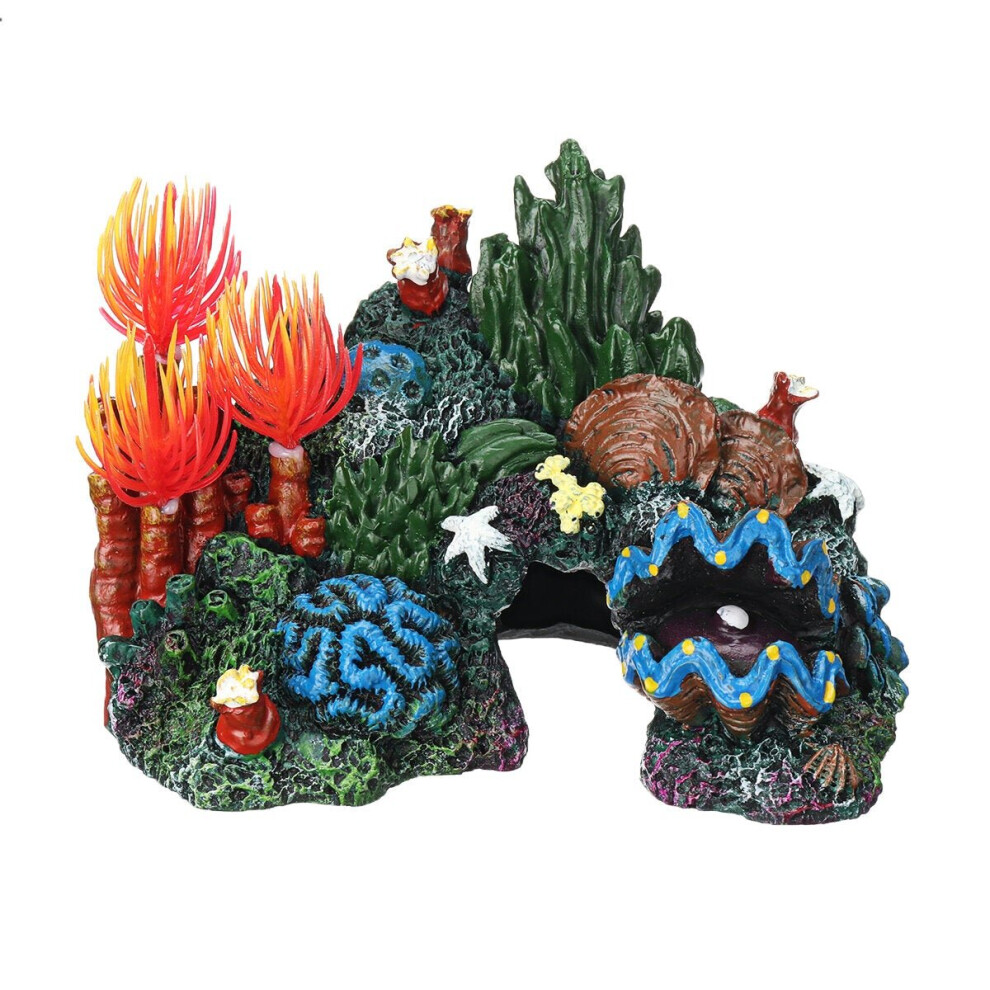 Aquarium Resin Coral Plant Shell Reef Mountain Cave Ornament Fish Tank Decor