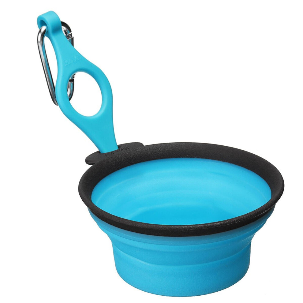 (Blue, L) Silicone Water Bowl for Pet Outdoor Pet Bowl