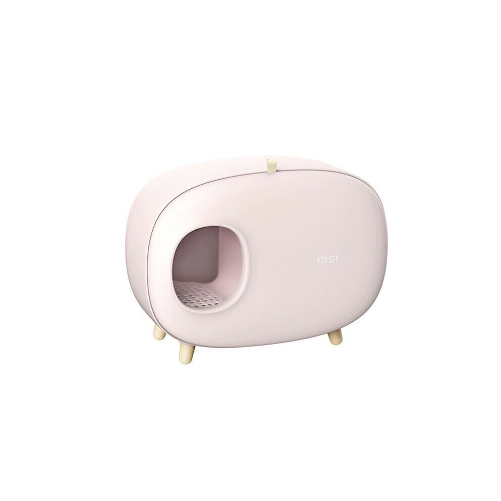 (Pink) Cat Litter Box Fully Enclosed Large Space Toilet Training Anti Splash Deodorant Potty for Pet