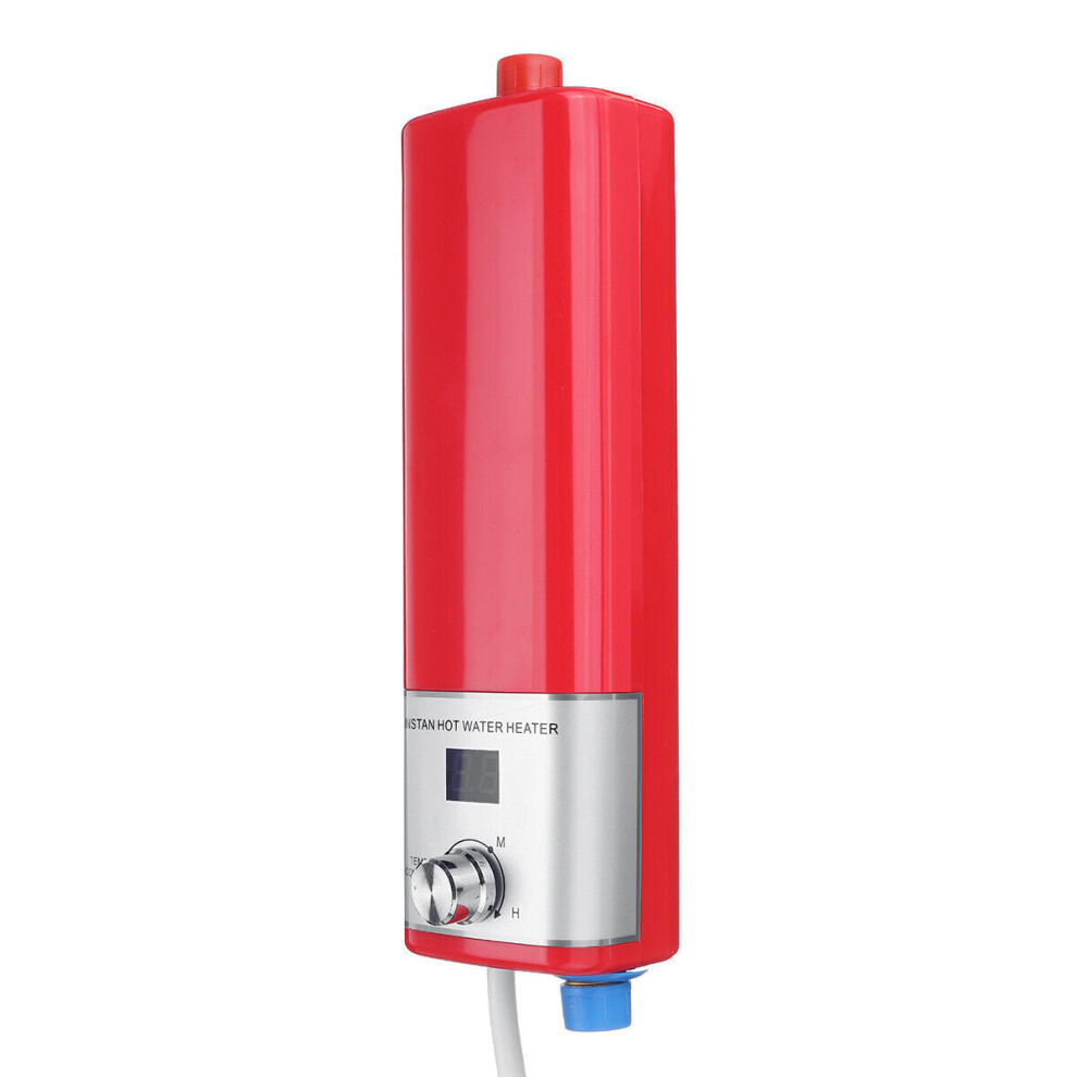 (Red) 5500W Electric Tankless Water Heater Instant Hot Under Sink IPX4 Waterproof