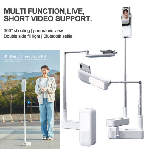 Portable Phone Holder Stand w/ Wireless Dimmable LED Selfie Fill Light 1